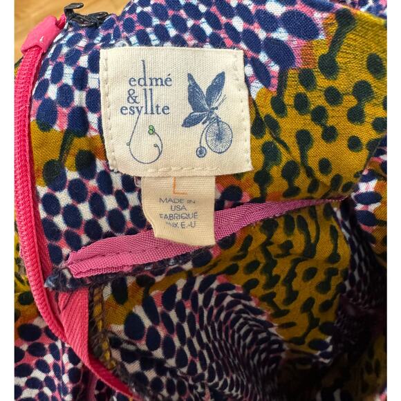 Anthropologie Pleated Skirt Ankara Print Paperbag Waist Yellow Blue L - Picture 8 of 9